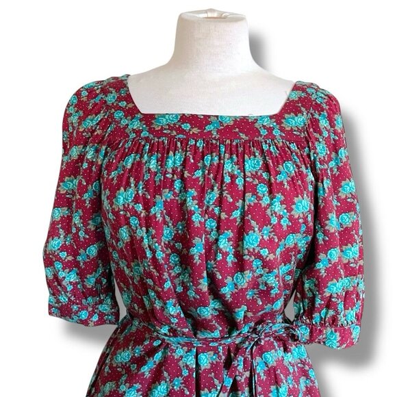Vintage 1970s Ilse Smith For Reuben Thomas Dress Sz Small Brown Floral Blouson - Picture 4 of 12